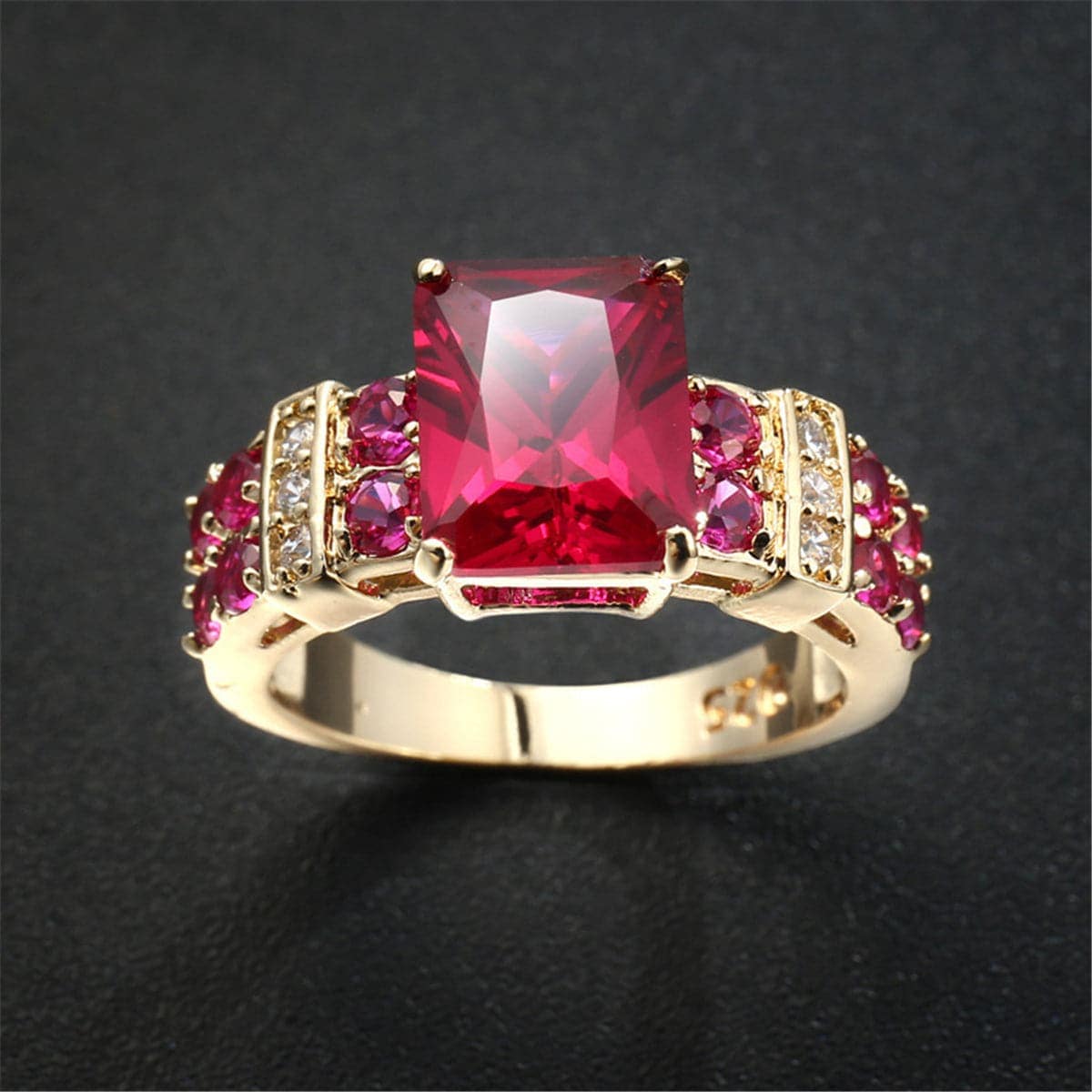 Red Cubic Zirconia & Crystal Multi-Row Radiant-Cut Ring