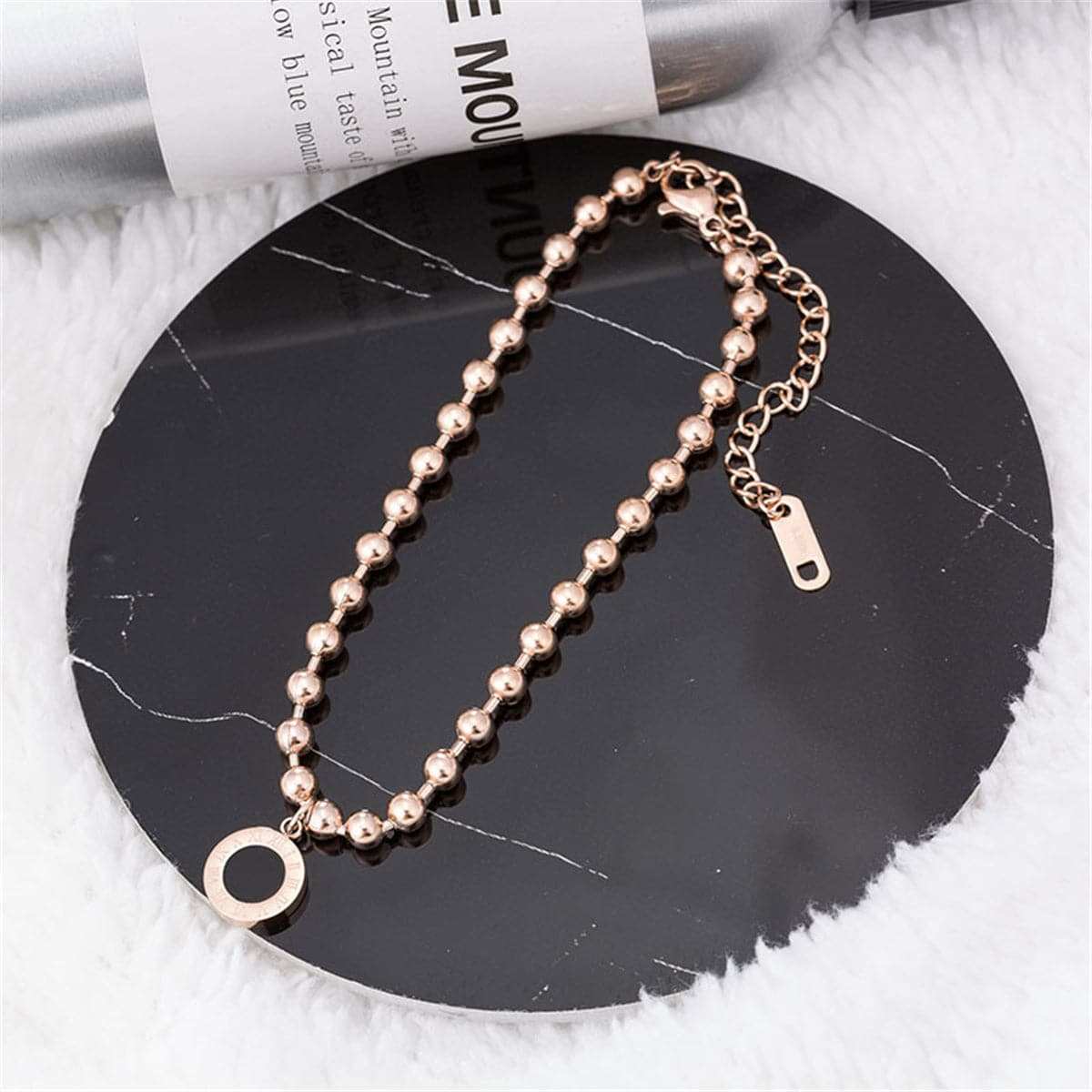 Rose Goldtone Roman Numeral Link Bracelet