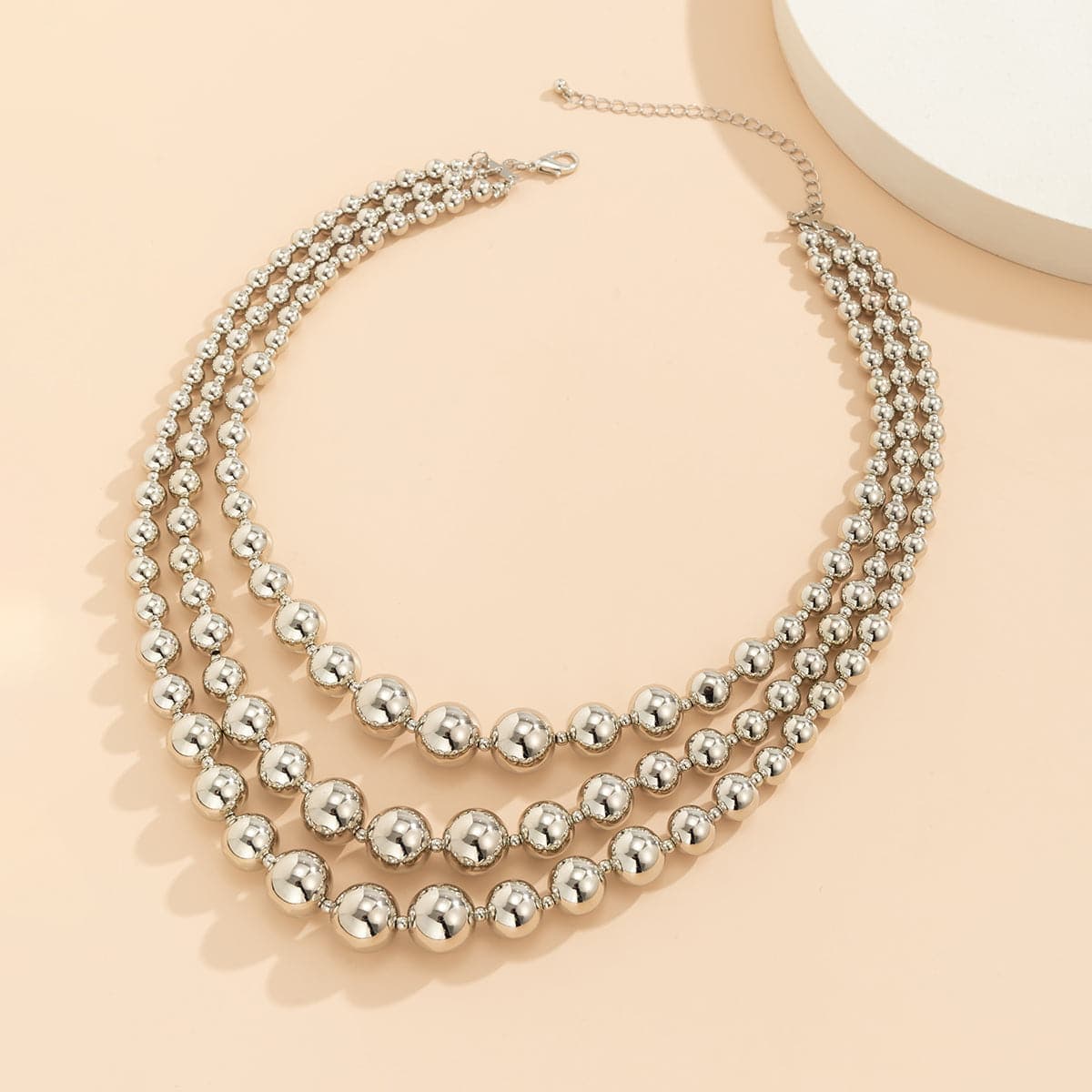 Silvertone Bead Chain Layered Necklace