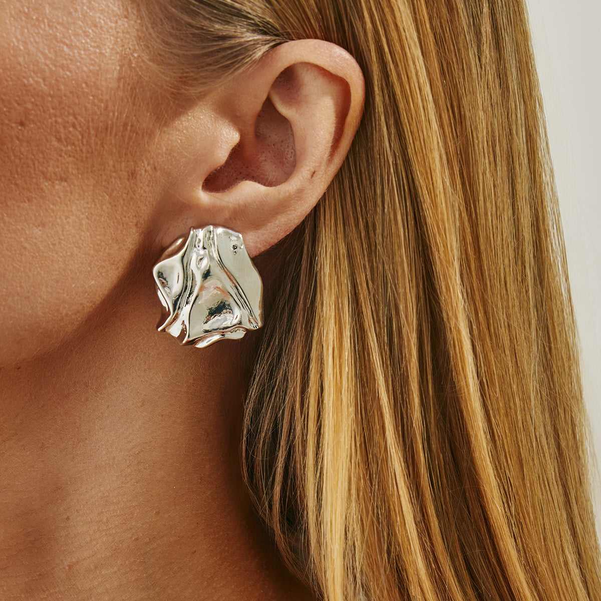Silvertone Textured Stud Earrings