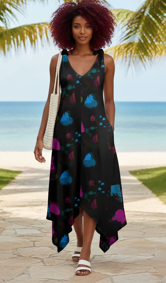 handkerchief maxi dresses Lily by Firmiana Women’s Sleeveless V-Neck Hem Dress Women’s Apparel Black Blue Purple Floral Black Blue Purple / XL DR0000122 Late Night Luxe Sequin and irresistibly flattering Color:Light  Blue