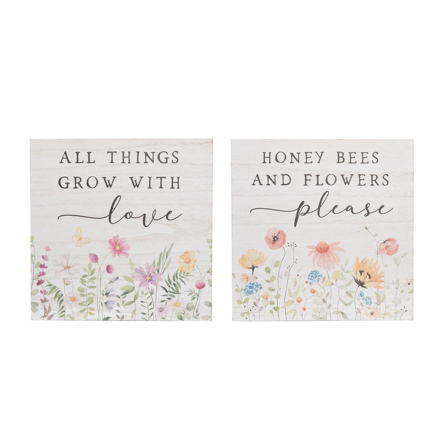 MDF Wildflower Garden Wall Decor Set of 2 Spring Summer Home Decorations Wall Art Wood