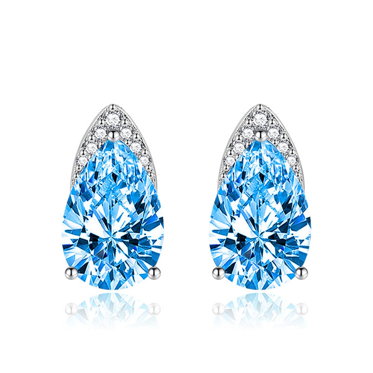 Blue Crystal & Cubic Zirconia Pear-Cut Stud Earrings