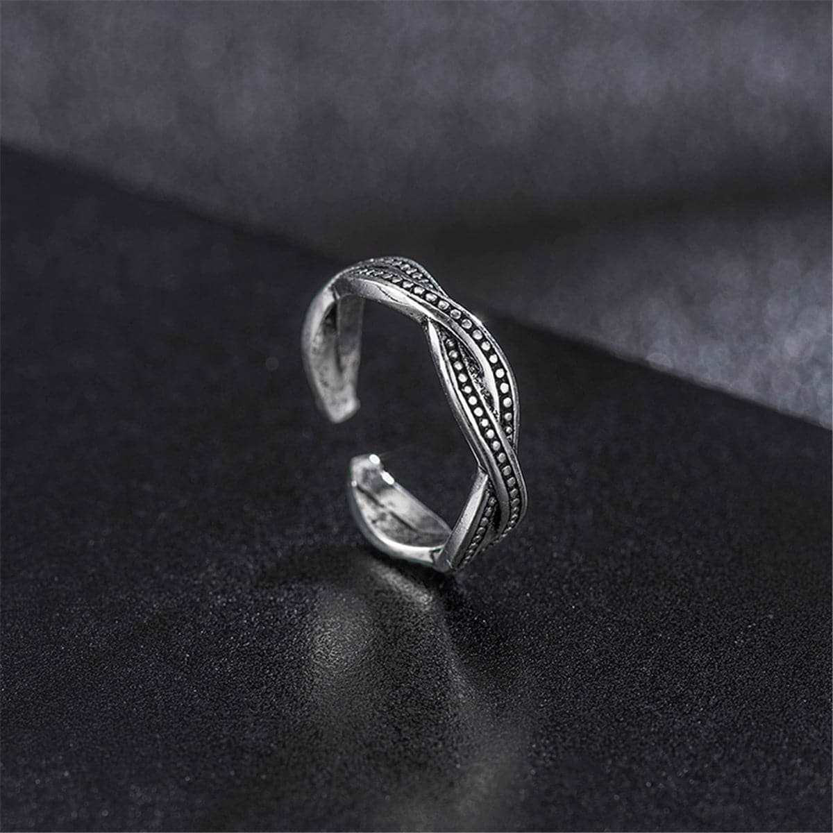 Cubic Zirconia & Silvertone Leaf Adjustable Toe Ring Set