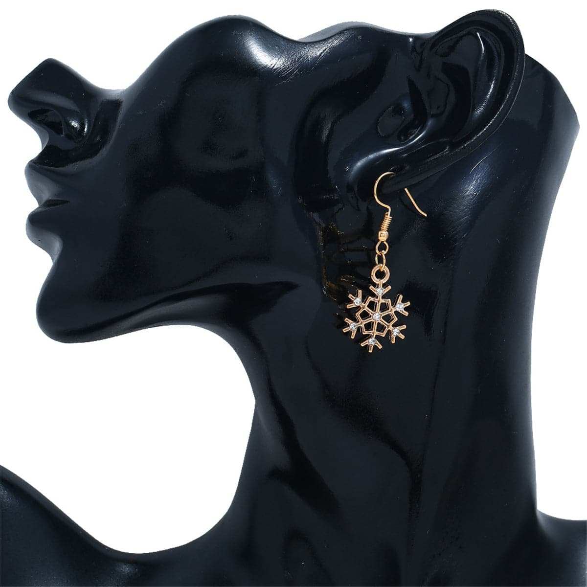 Cubic Zirconia & Goldtone Snowflake Drop Earrings