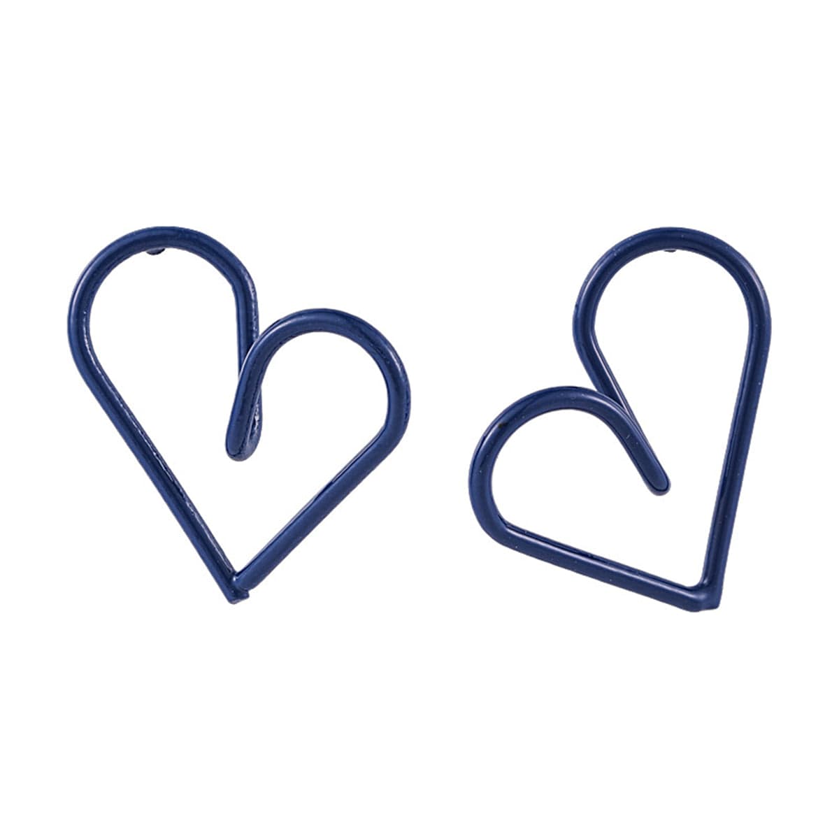 Blue Enamel & Silvertone Open Heart Stud Earrings