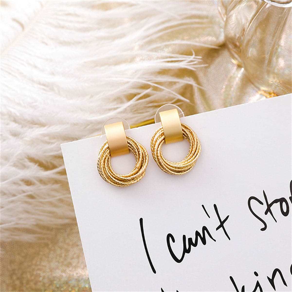 Goldtone Stacked Circle Drop Earrings