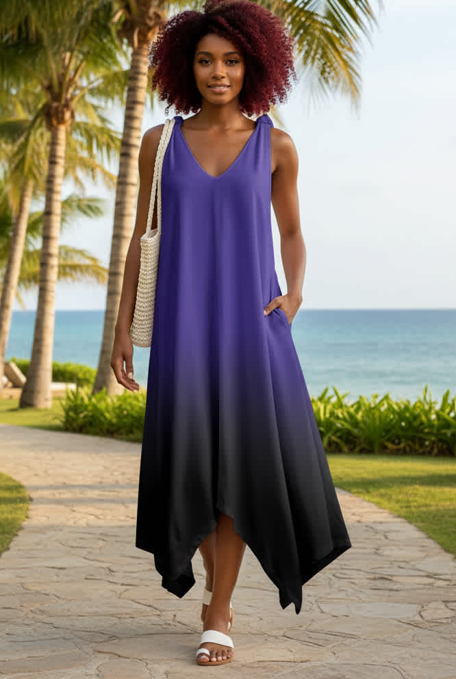 light blue beach maxi dress Elaine Chiffon Beaded Maxi Dress - Sky Blue