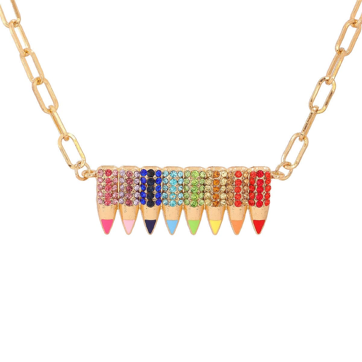 Cubic Zirconia & Goldtone Pencil Pendant Necklace