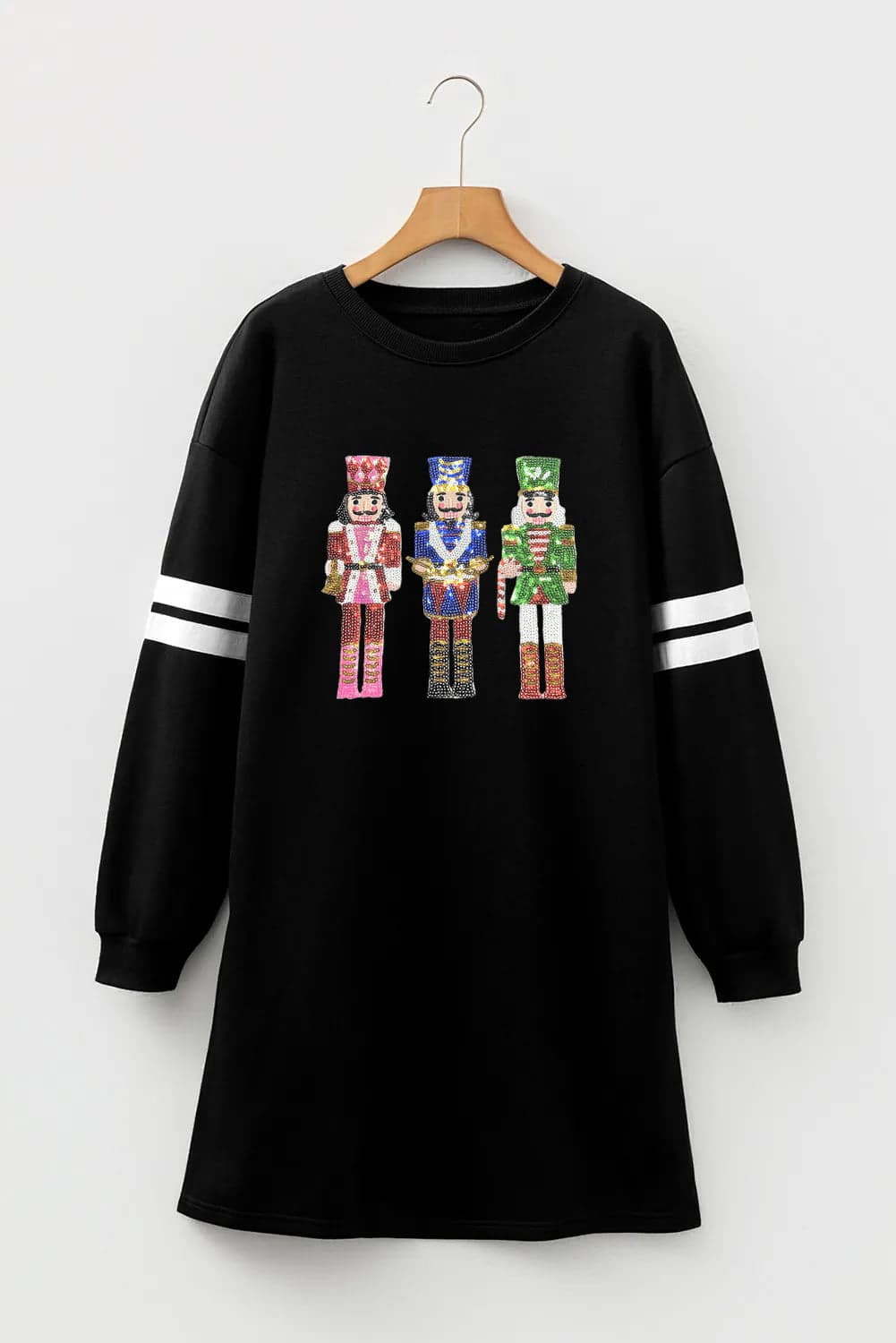Threaded Pear Mia Striped Sleeve Sweatshirt Dress