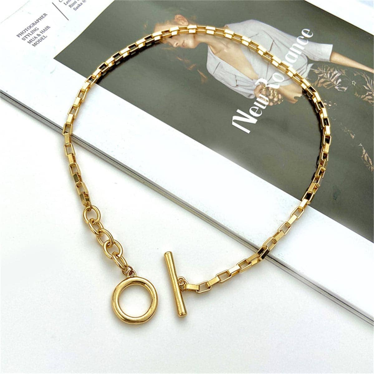 Goldtone Toggle Choker Necklace