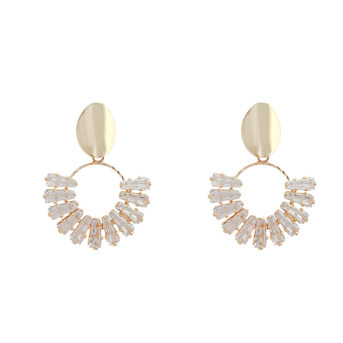 Goldtone & Crystal Circle Drop Earrings