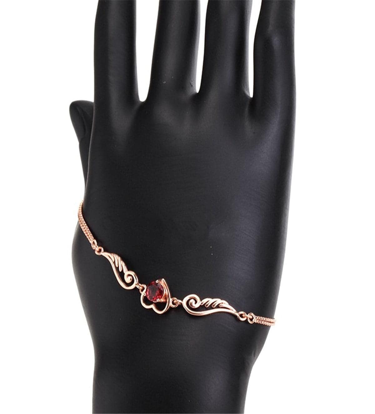 Red Crystal & Cubic Zirconia Flying Heart Bracelet
