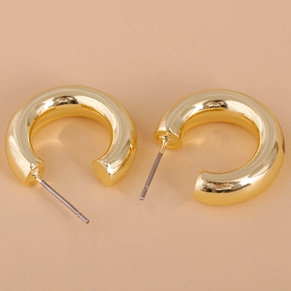 Goldtone Smooth Hoop Earrings