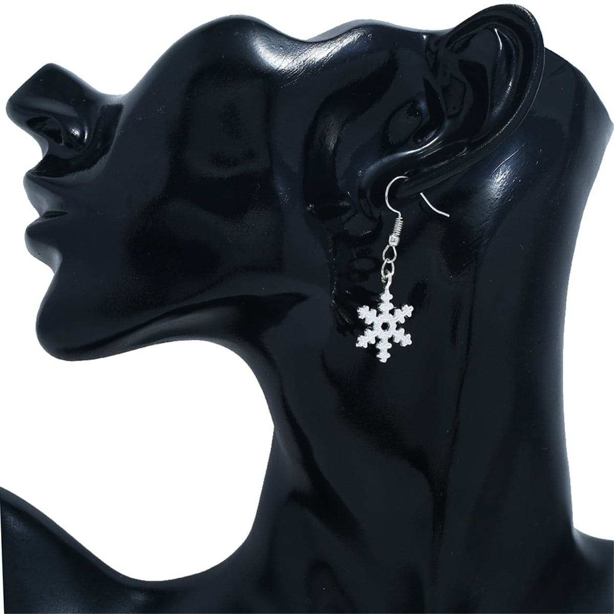 Silvertone Snowflake Drop Earrings