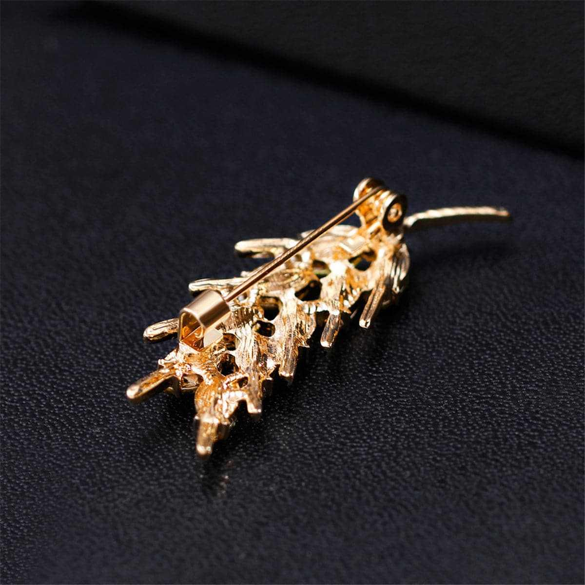 Goldtone & Golden Crystal Wheat Brooch