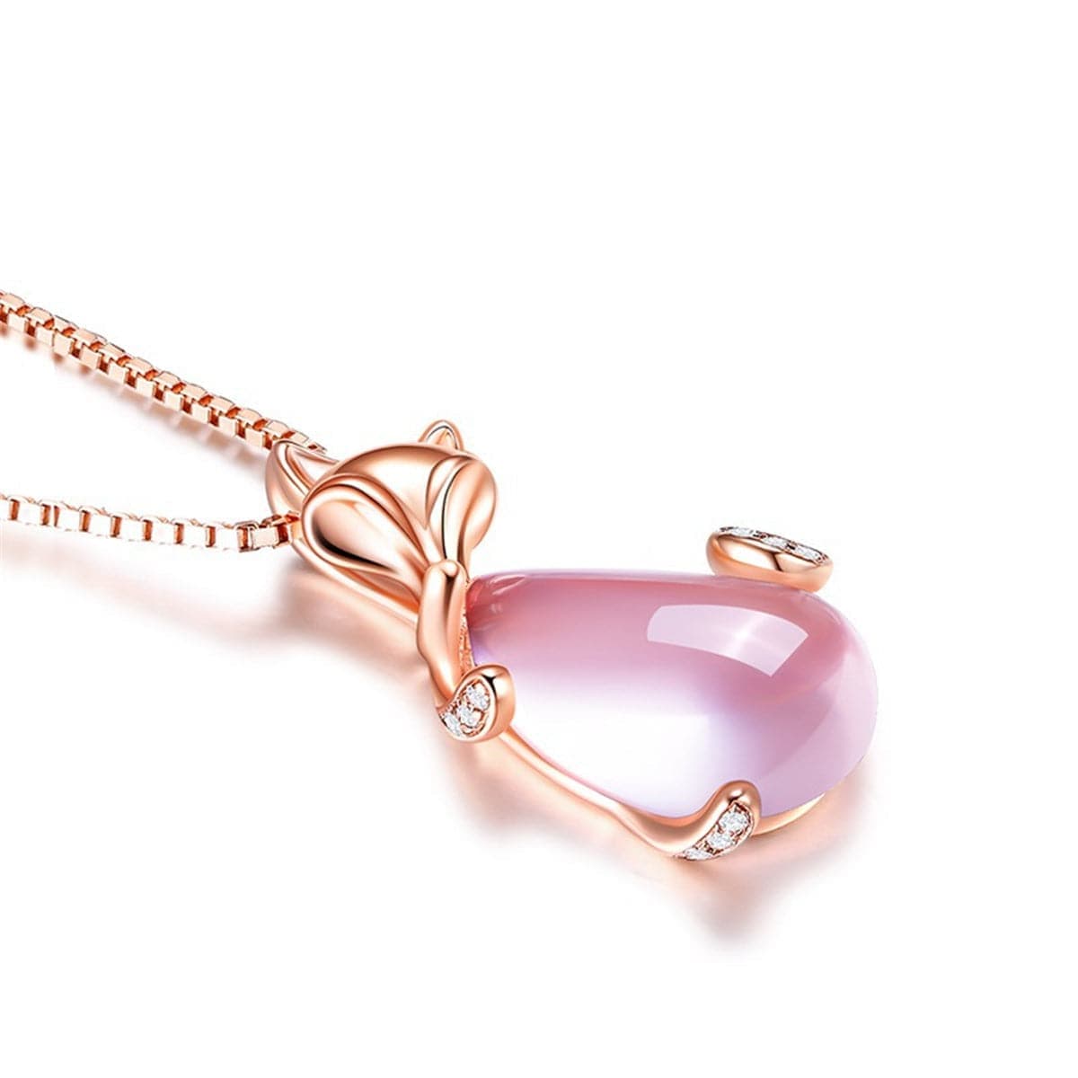 Ross Quartz & Rose Goldtone Fox Pendant Necklace