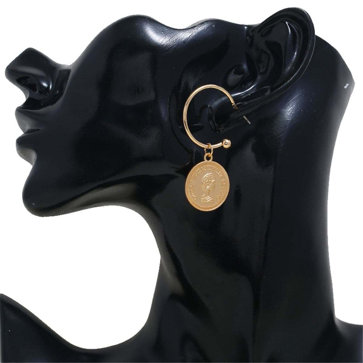 Rose Goldtone Queen Coin Drop Earrings
