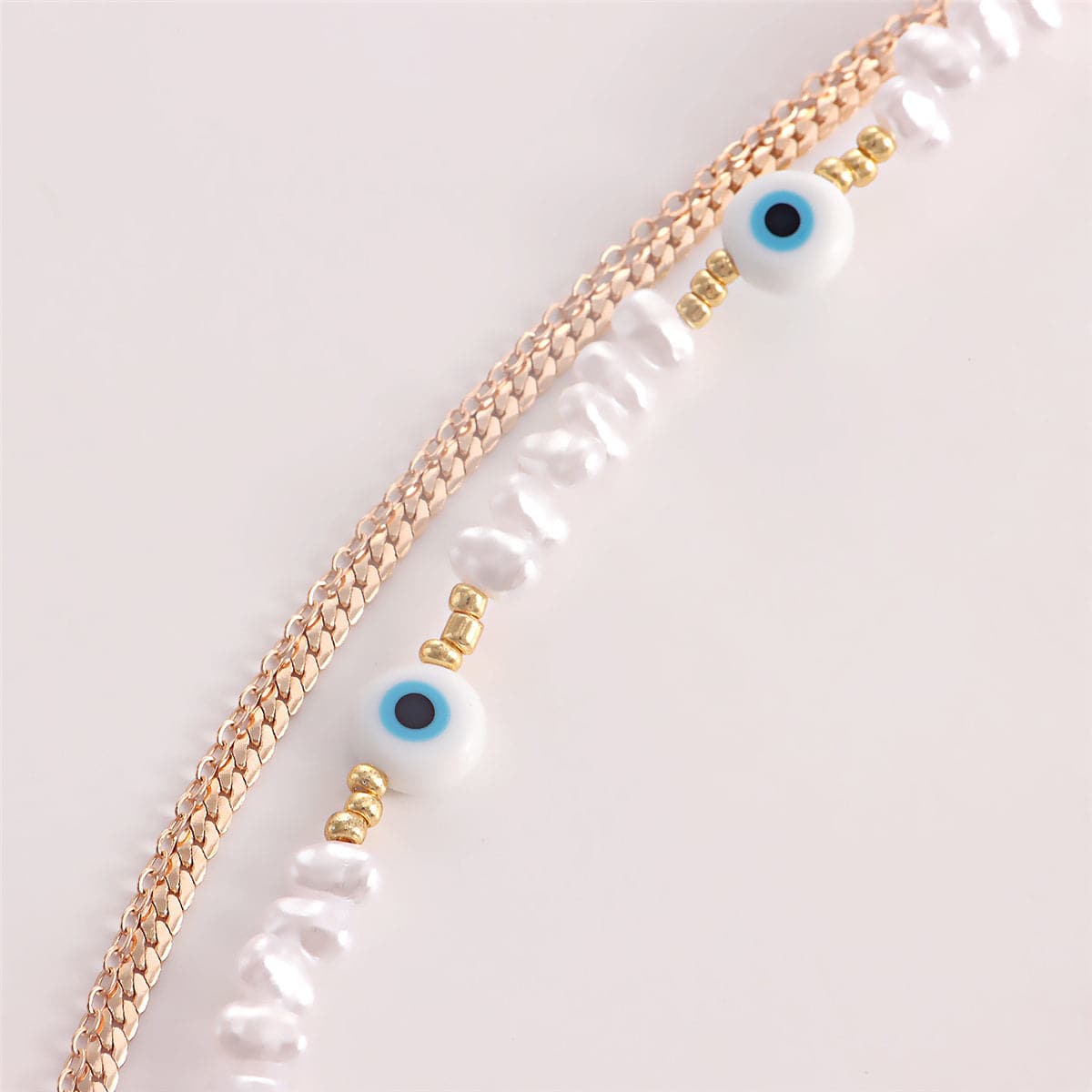 Pearl & Acrylic Goldtone Eye Layered Pendant Necklace