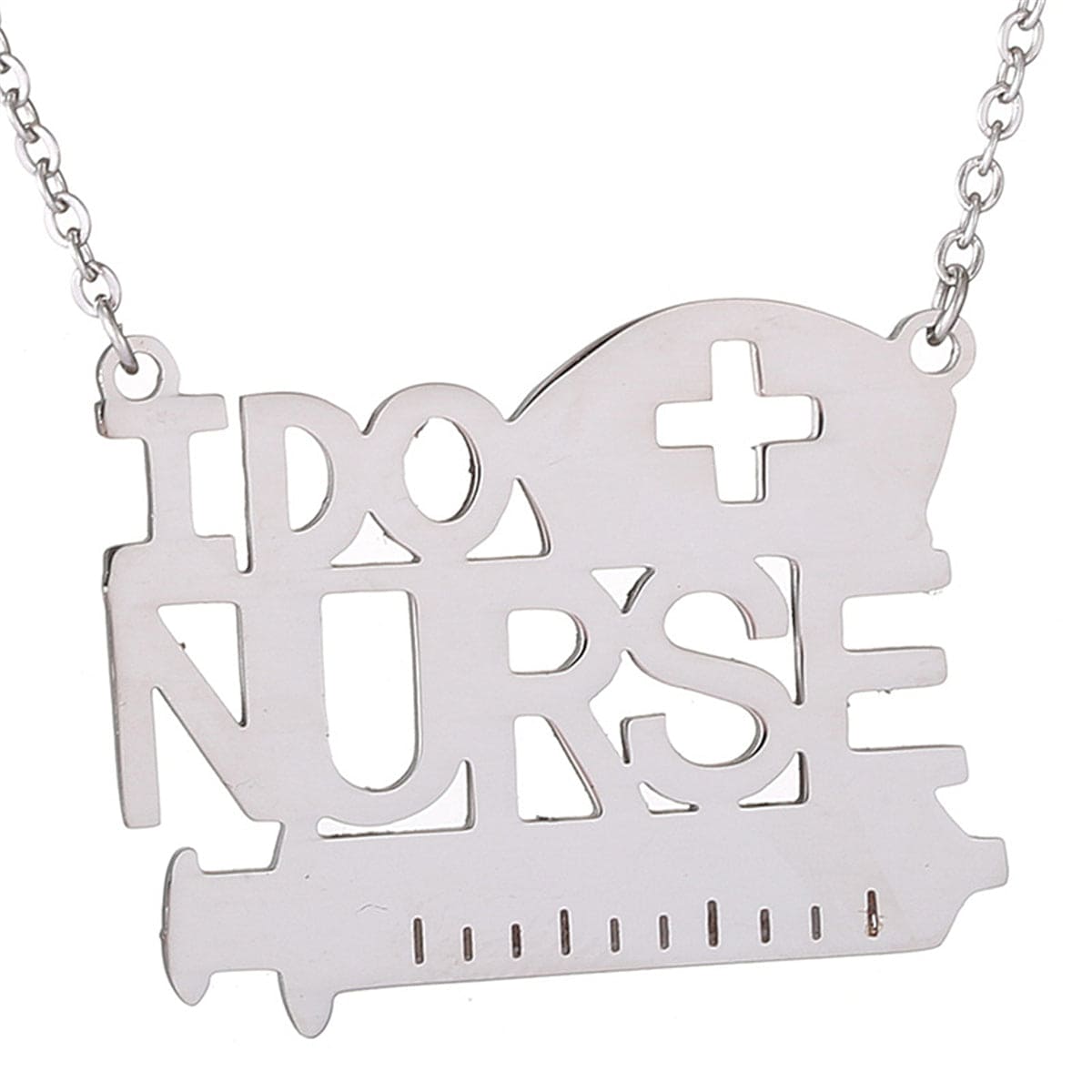 Silvertone 'I Do Nurse' Pendant Necklace