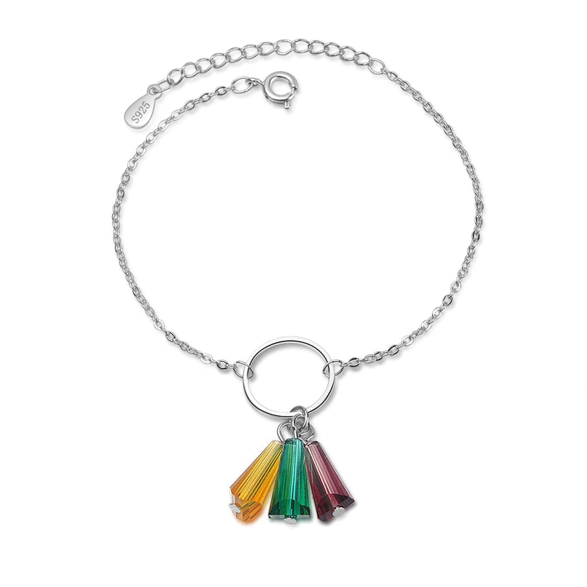 Crystal & Goldtone Rainbow Charm Bracelet
