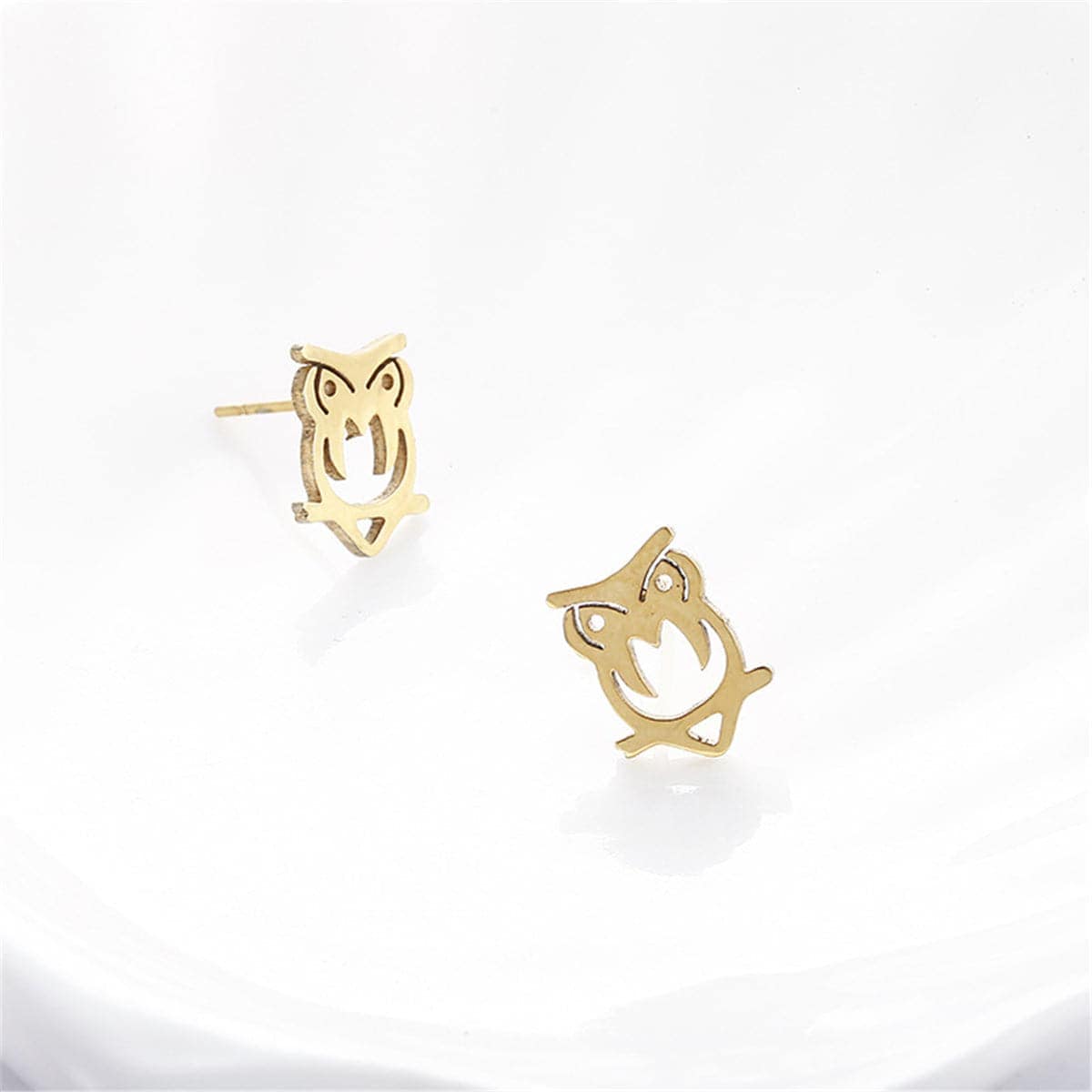 Goldtone Owl Stud Earrings