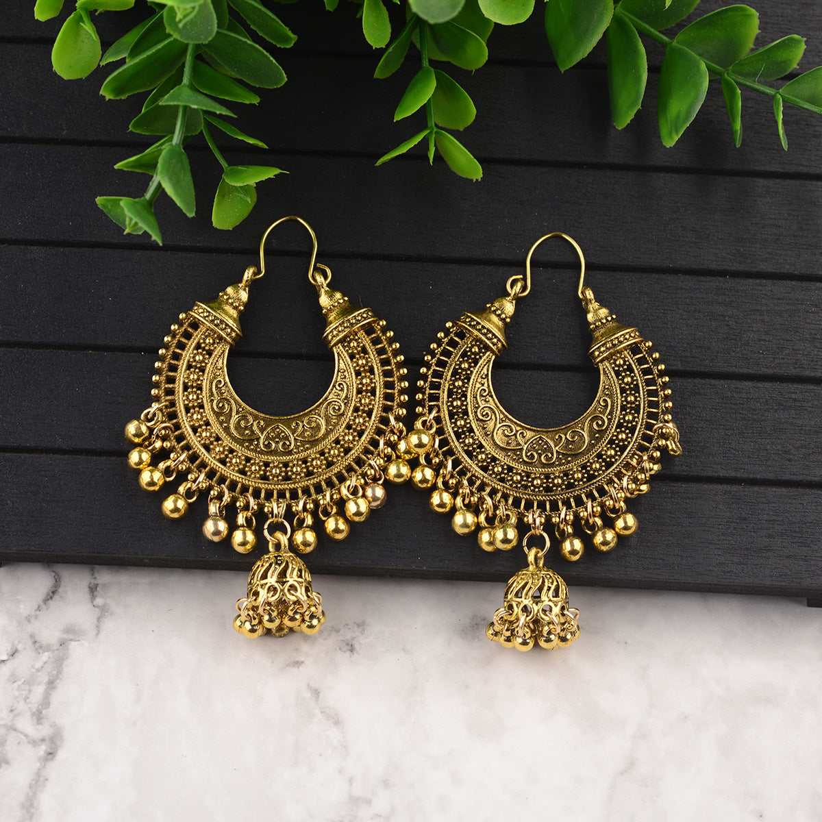 Goldtone Bell Tassel Drop Earrings