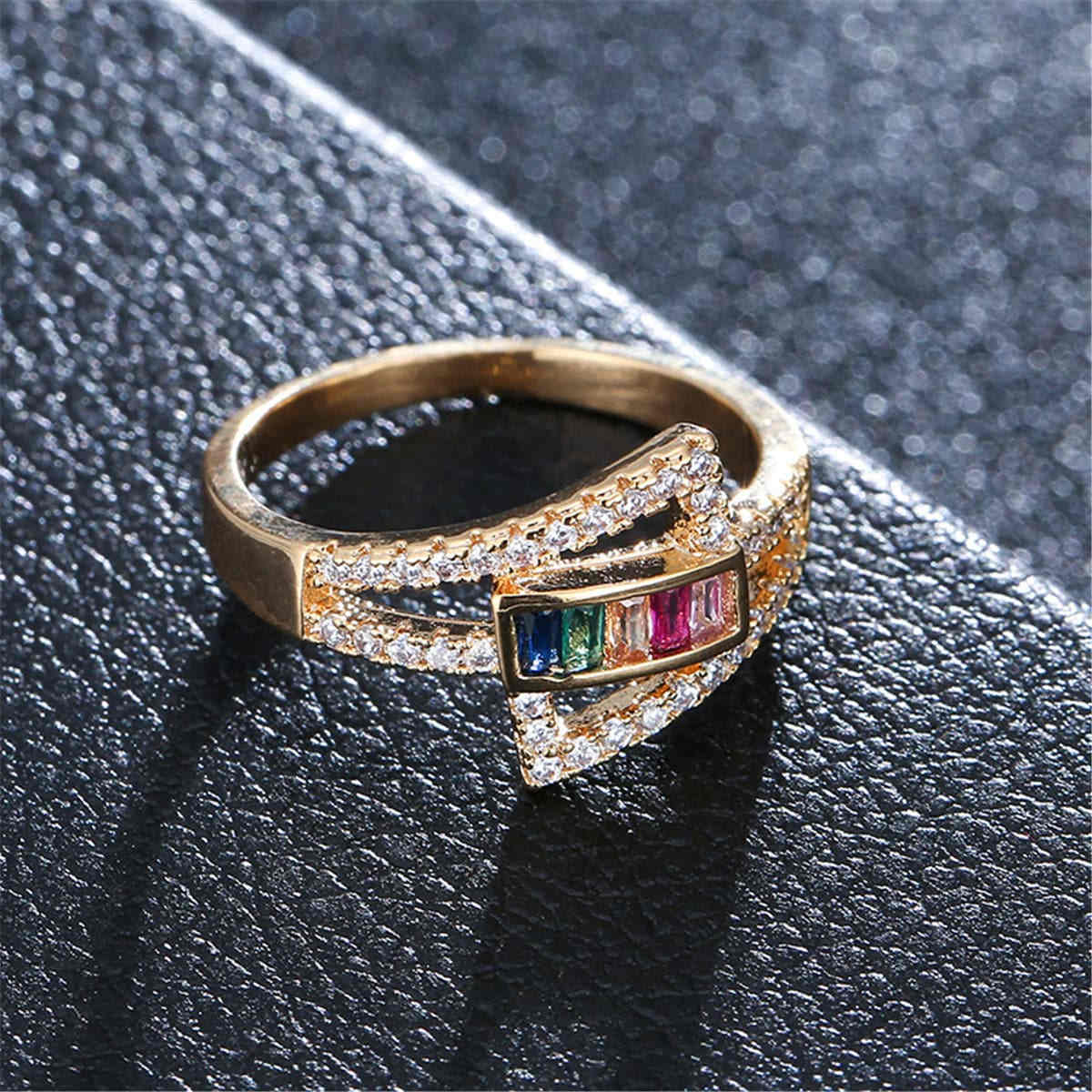 Cubic Zirconia & Rainbow Crystal Ring