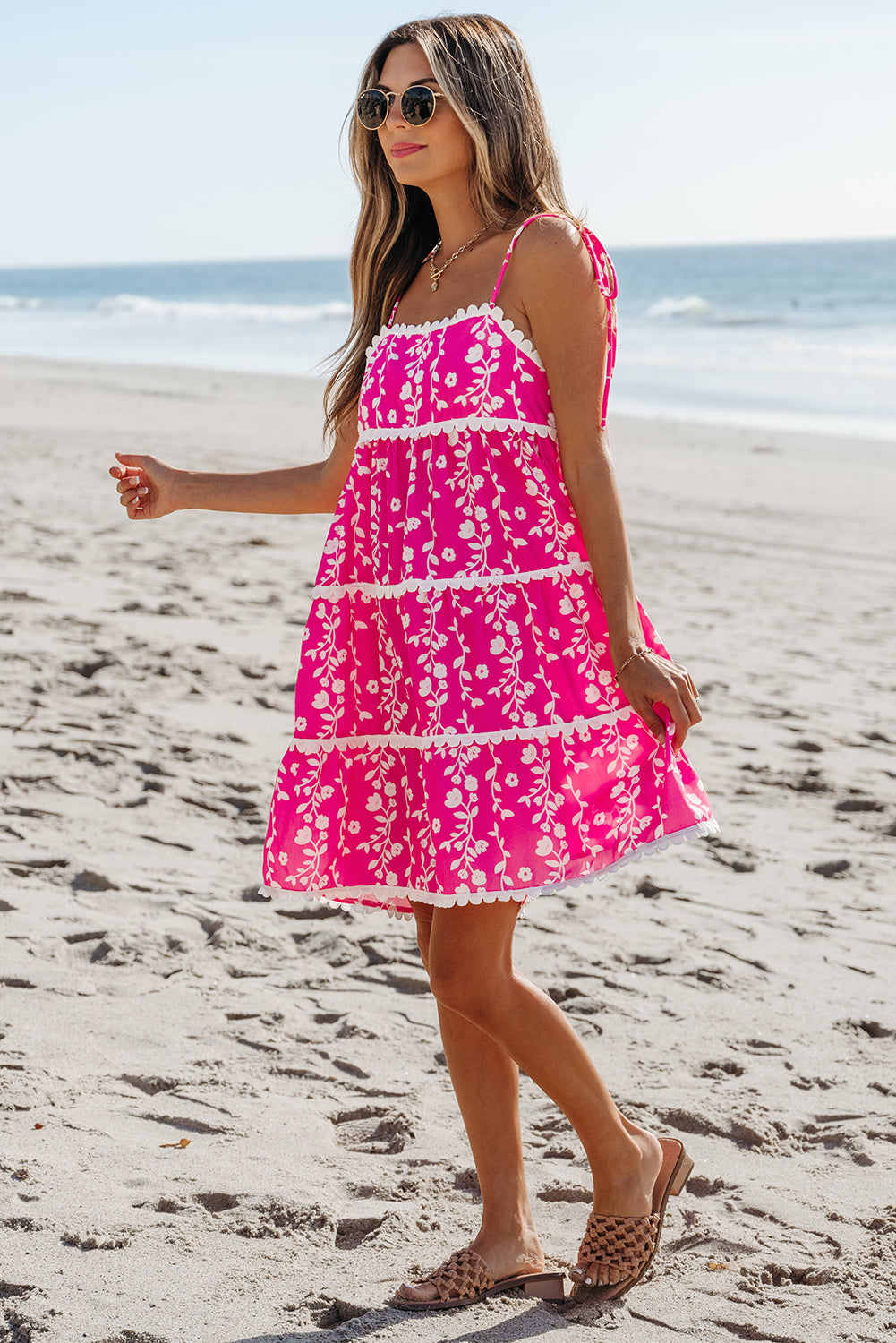 Threaded Pear Mina Ric Rac Patched Sleeveless Mini Dress