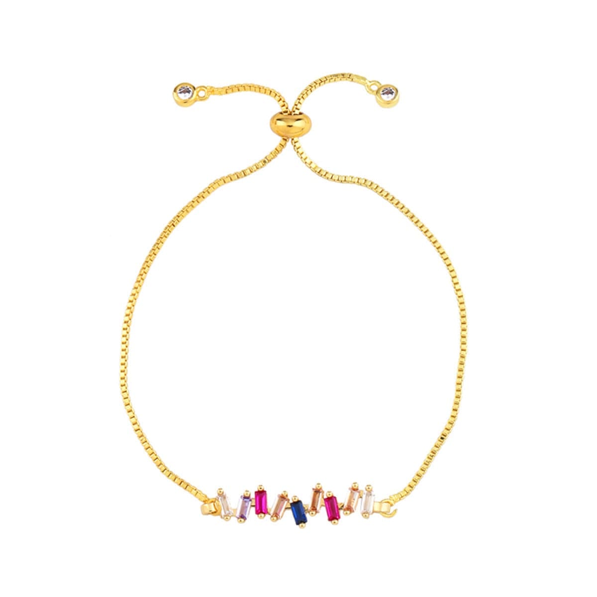 Cubic Zirconia & Goldtone Charm Adjustable Bracelet
