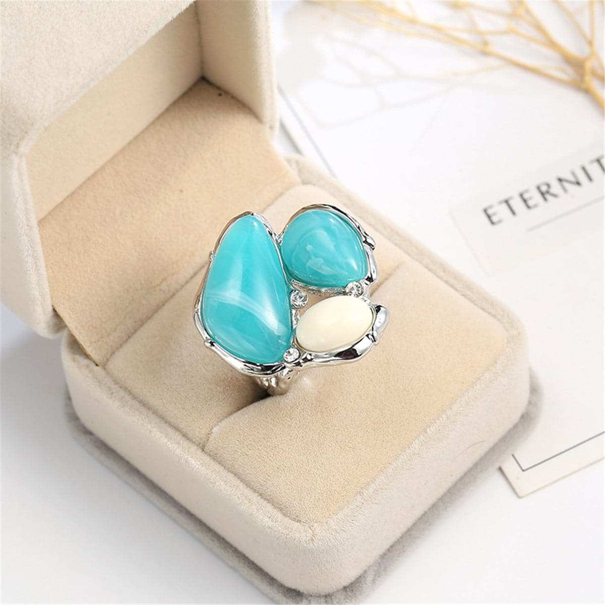 Cateye & Silvertone Ring