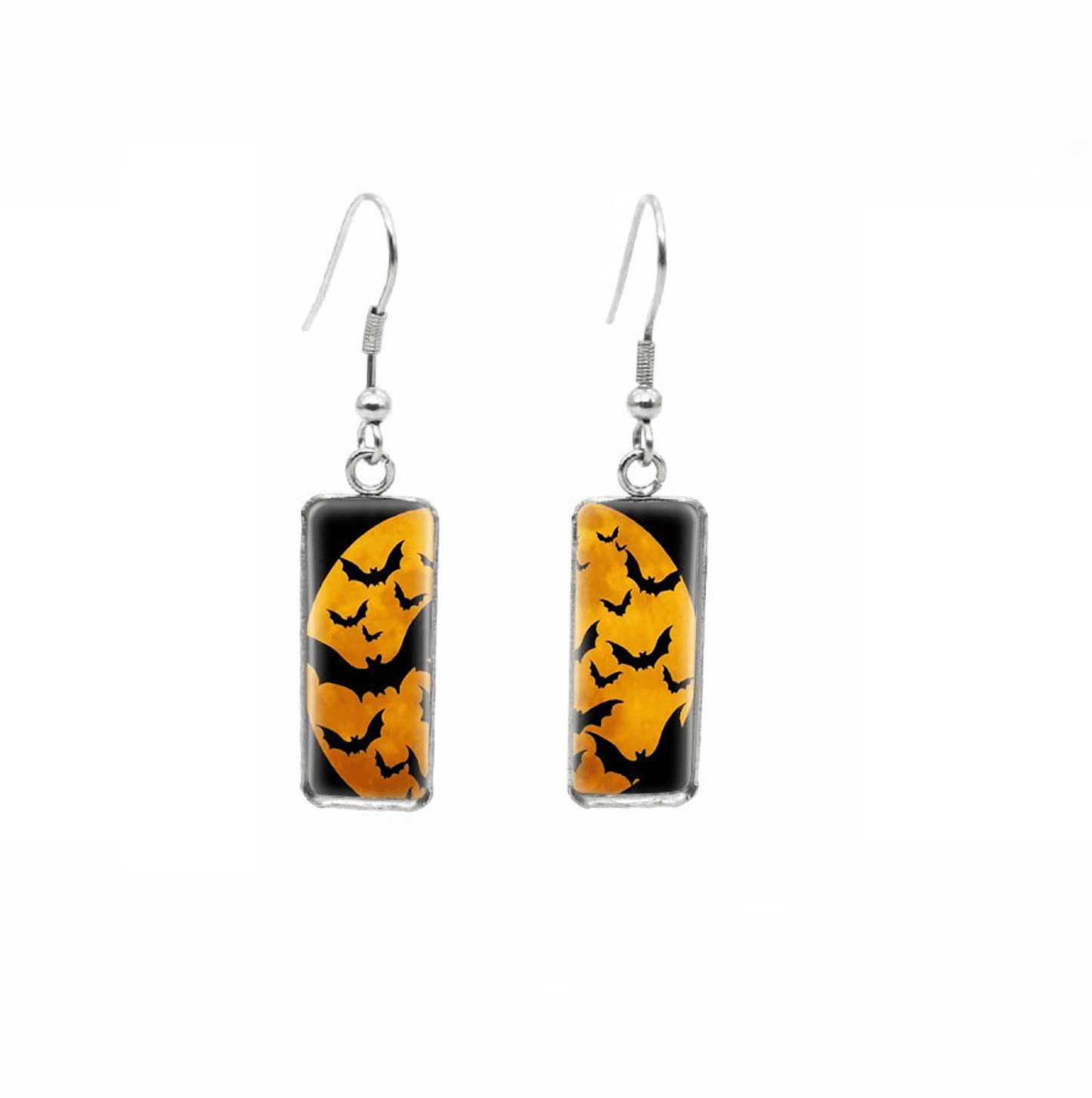 Orange Moon & Bats-