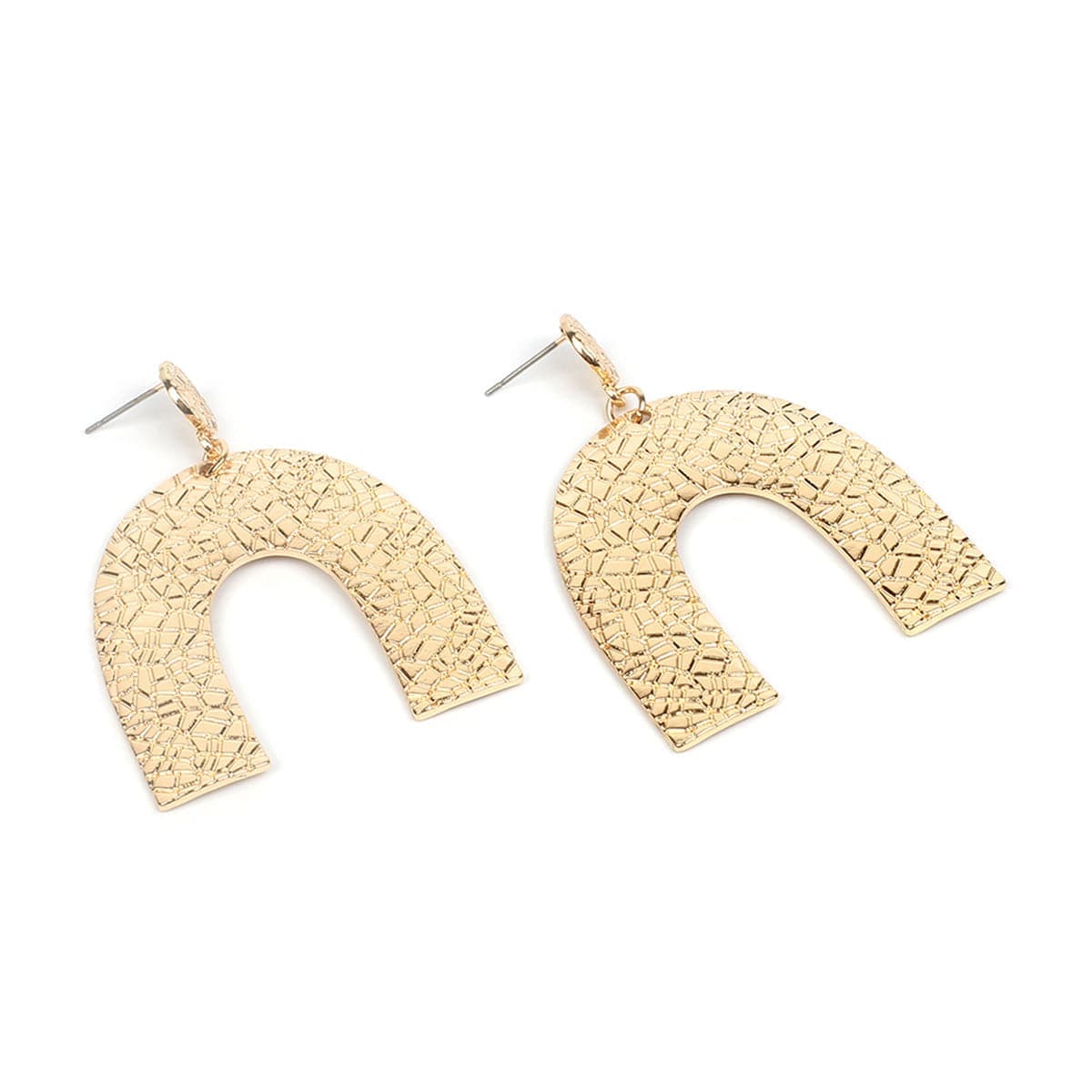 Goldtone Pebbled Arc Drop Earrings