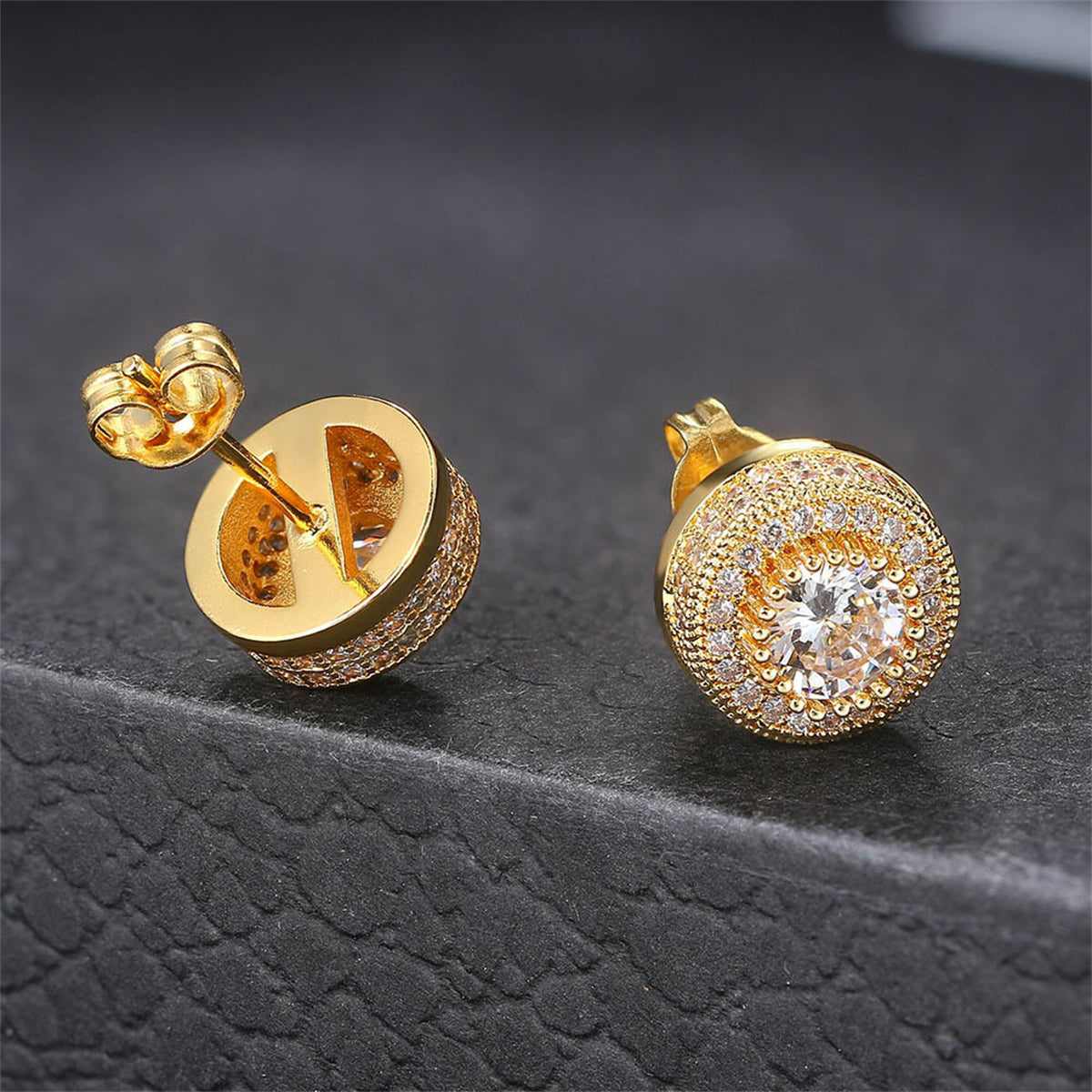 Cubic Zirconia & Crystal Goldtone Tiered Round Stud Earrings