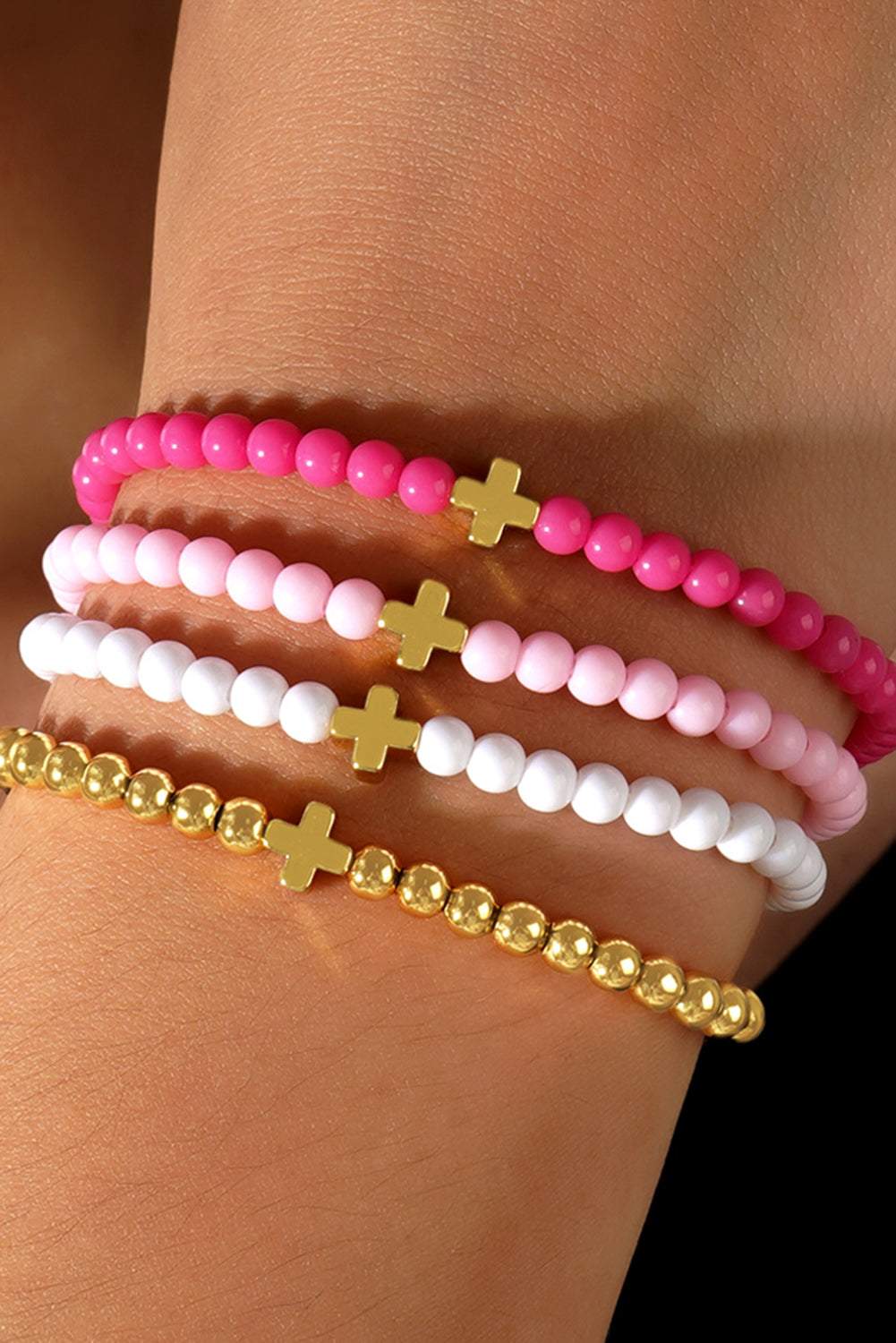 Haisley Layered Elastic Bracelet Set - Gold / ONE