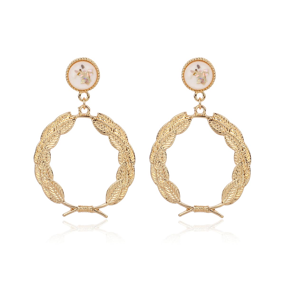 Resin & Goldtone Leaf Drop Earrings