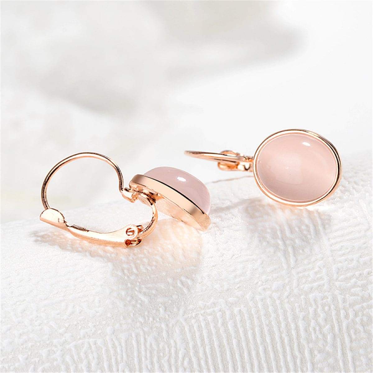 Cat's Eye & Rose Goldtone Lever-Back Earrings