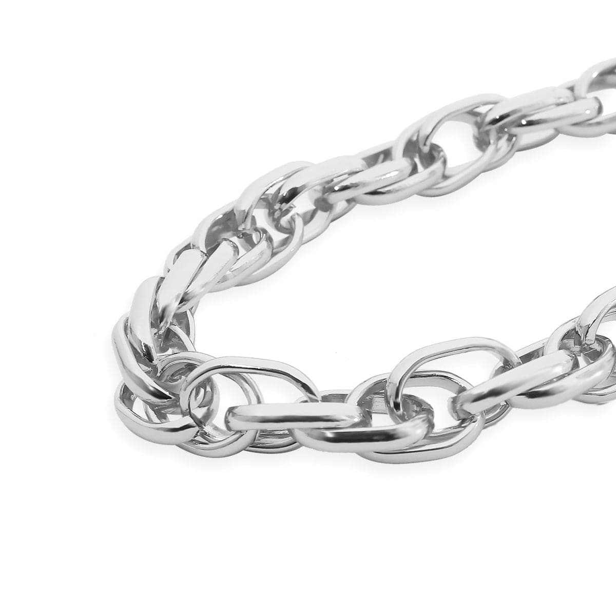 Silvertone Crossing Chain Choker Necklace