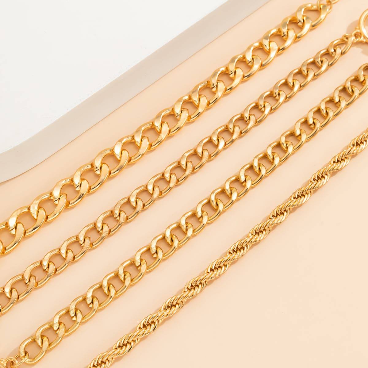 Goldtone Coin Toggle Chain Bracelet Set
