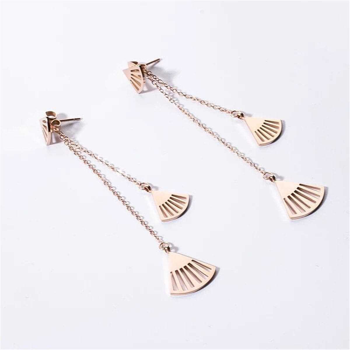 Rose Goldtone Fan Drop Earrings