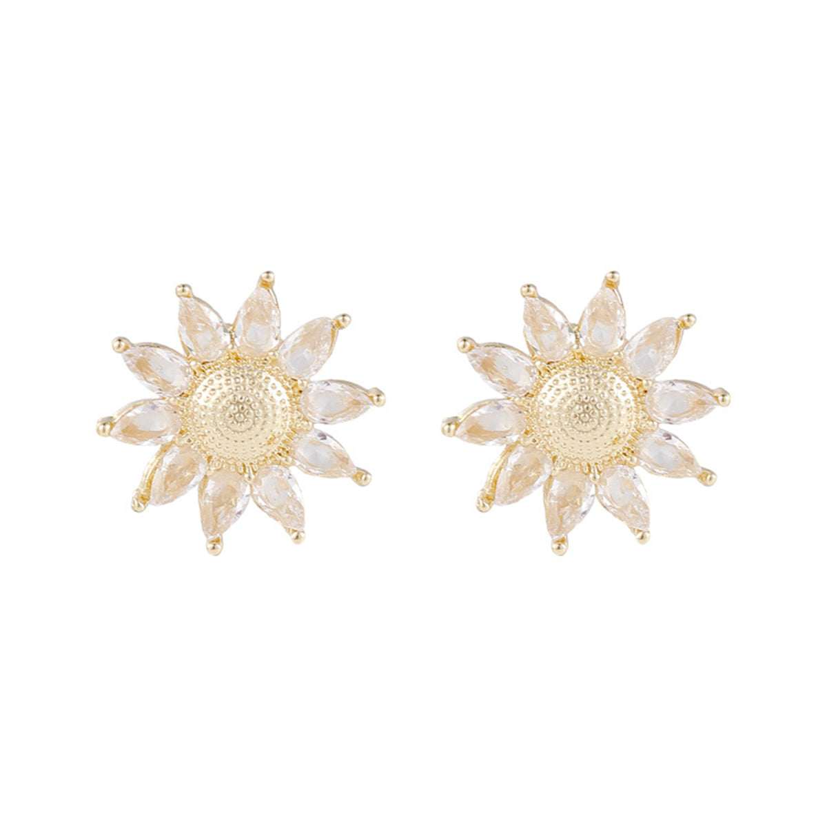 Crystal & Goldtone Sunflower Stud Earrings