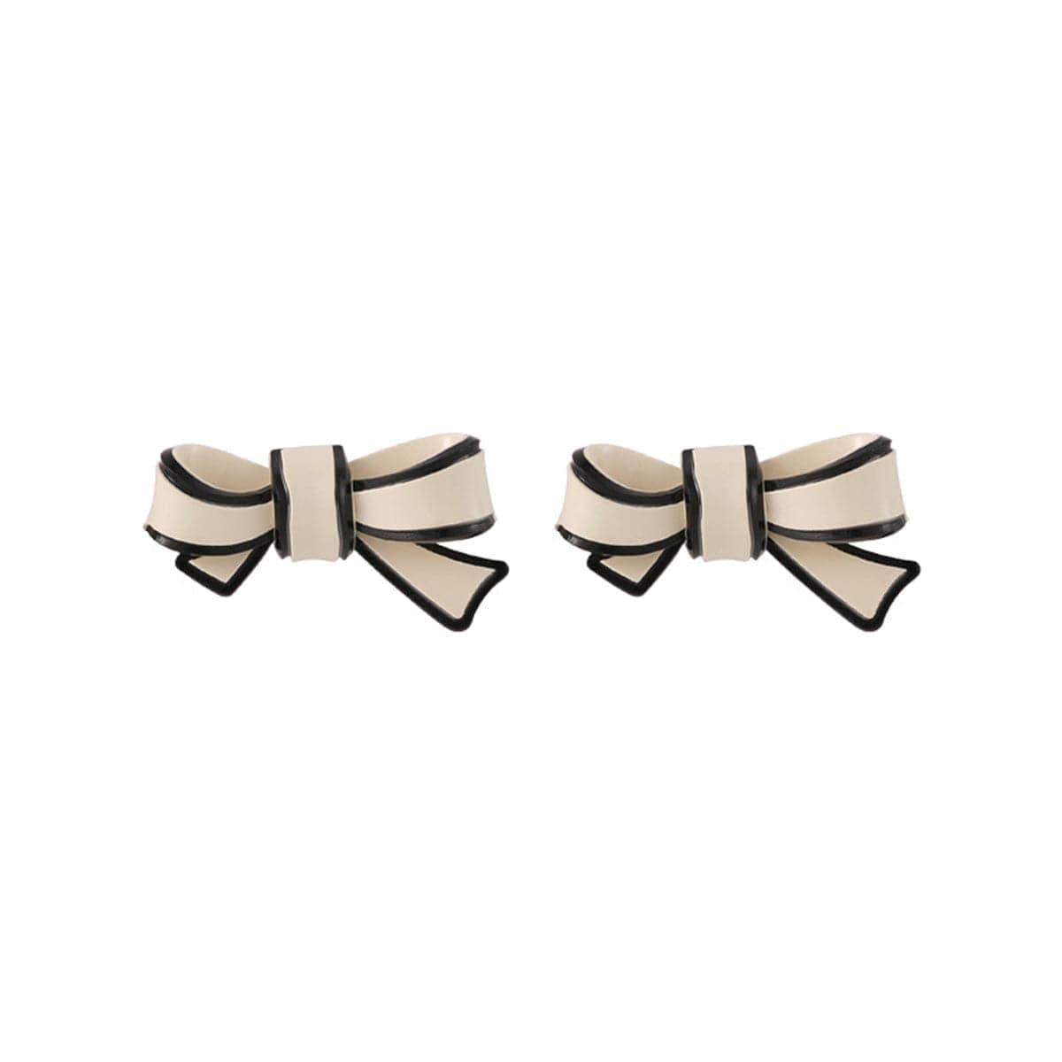 White Polyurethane & Silvertone Bow Stud Earrings