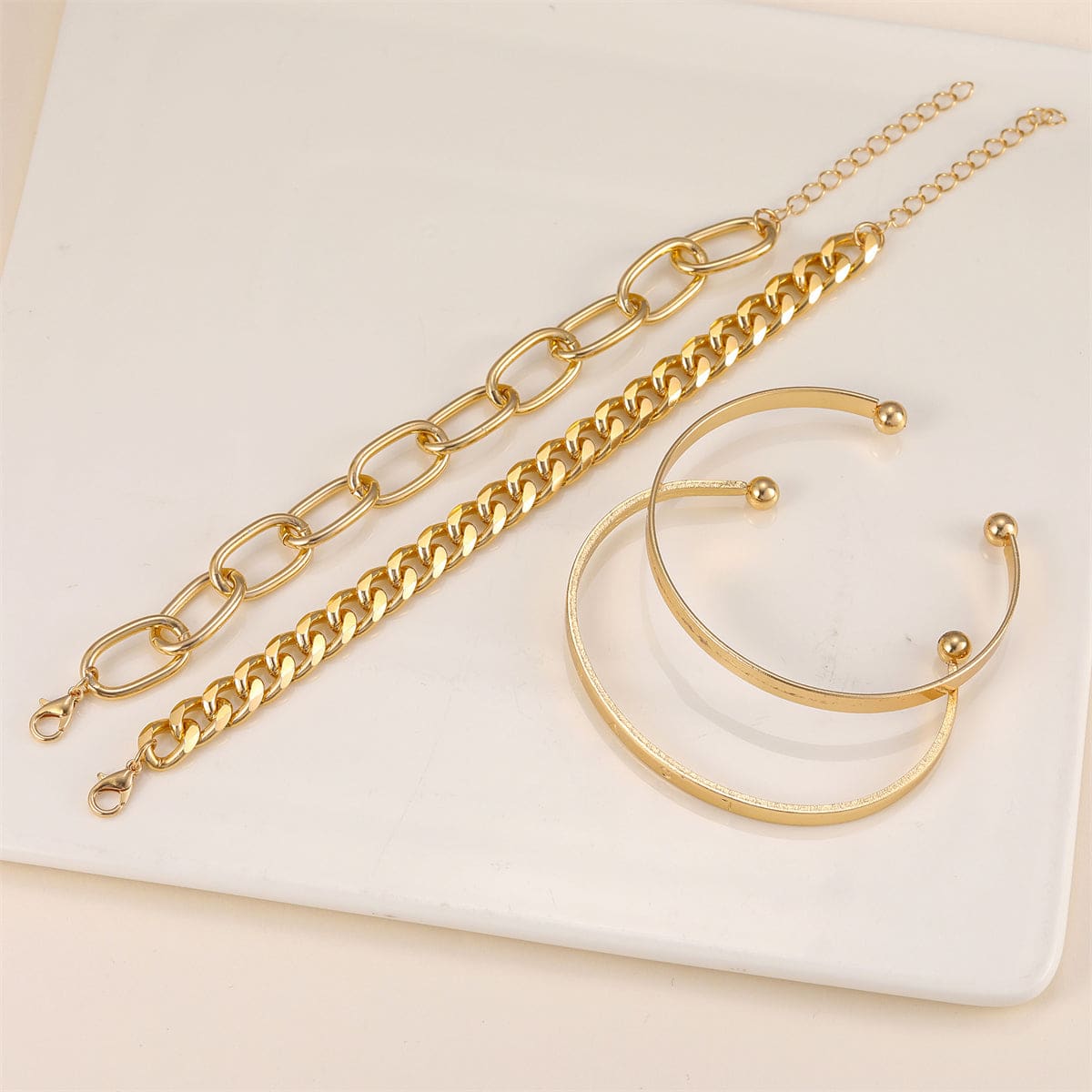 Goldtone 'Love' Cuff Set
