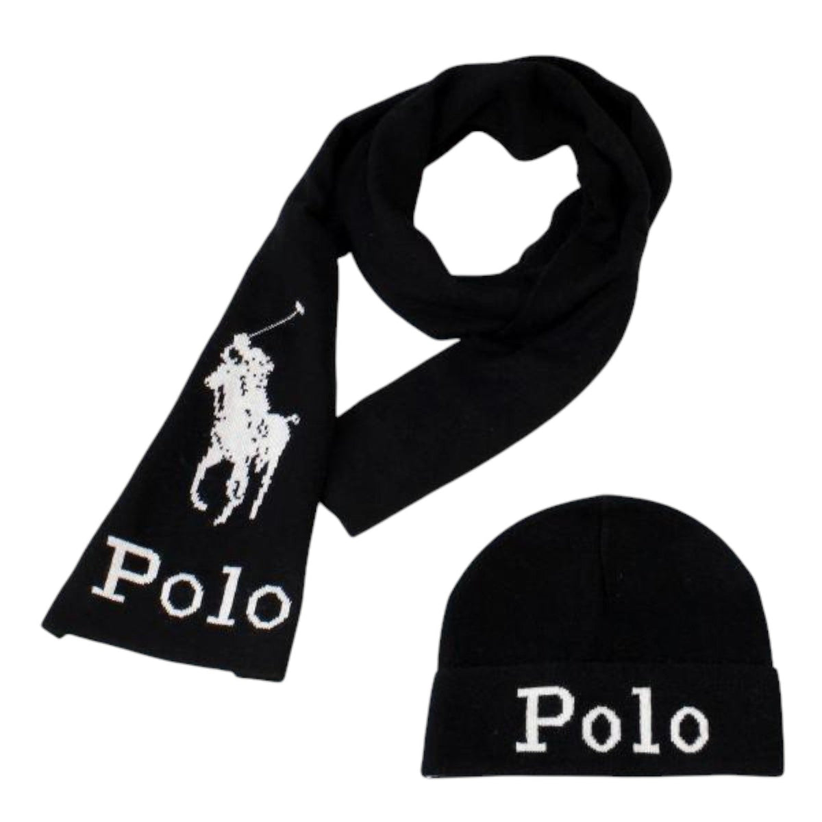 Polo Ralph Lauren Adult Jacquard Stacked Pony Set Scarf & Beanie Hats