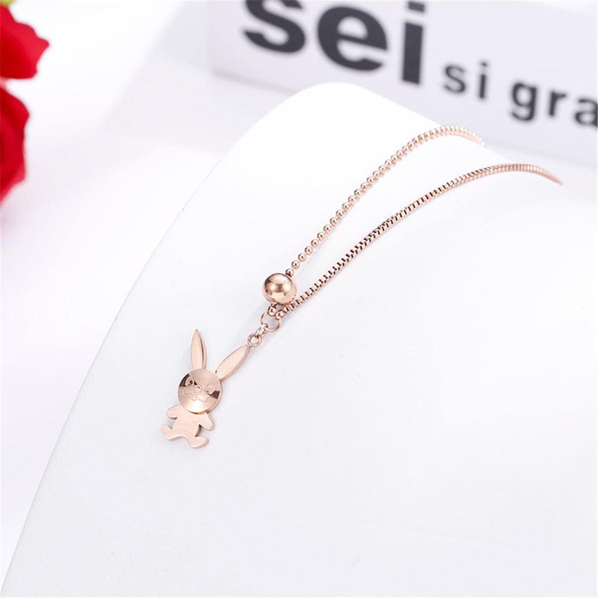 Rose Goldtone Rabbit Pendant Necklace
