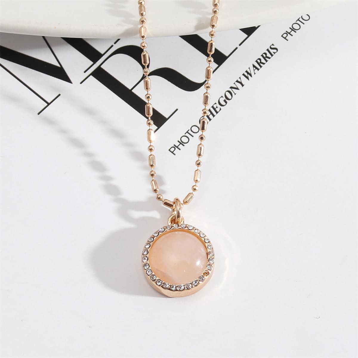 Crystal & Cubic Zirconia Circular Pendant Necklace