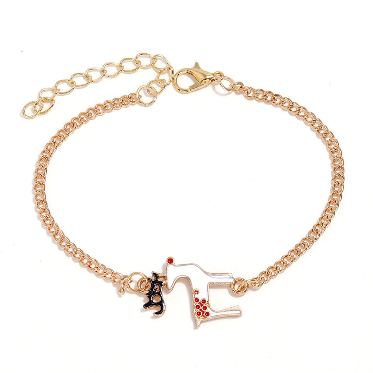 White Enamel & Goldtone Reindeer Jewelry Set