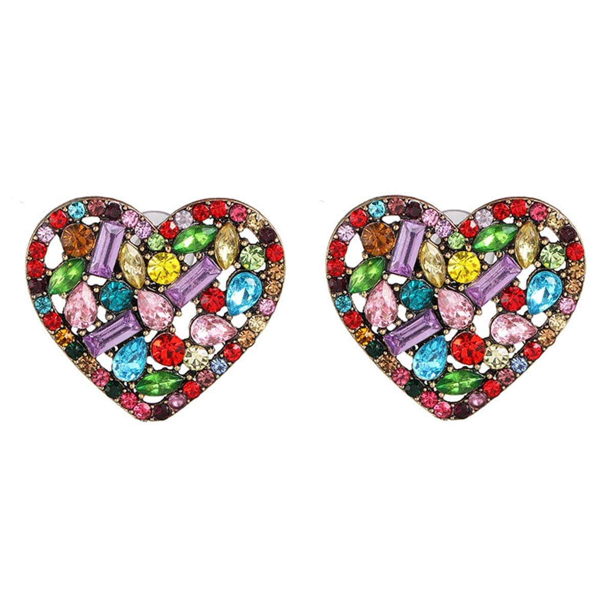 Crystal & Cubic Zirconia Heart Stud Earrings