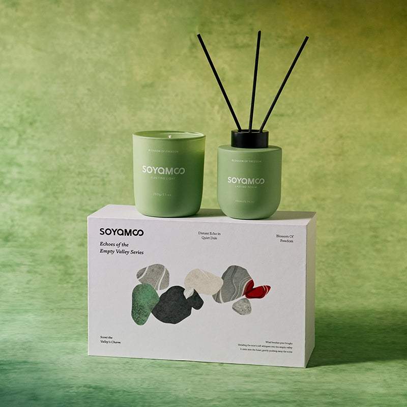 SOYAMOO Healing Wood Longjing Candle & Diffuser Gift Set