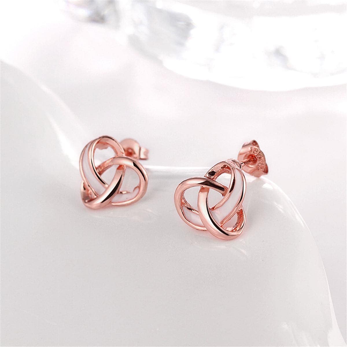 Rose Goldtone Celtic Knot Stud Earrings